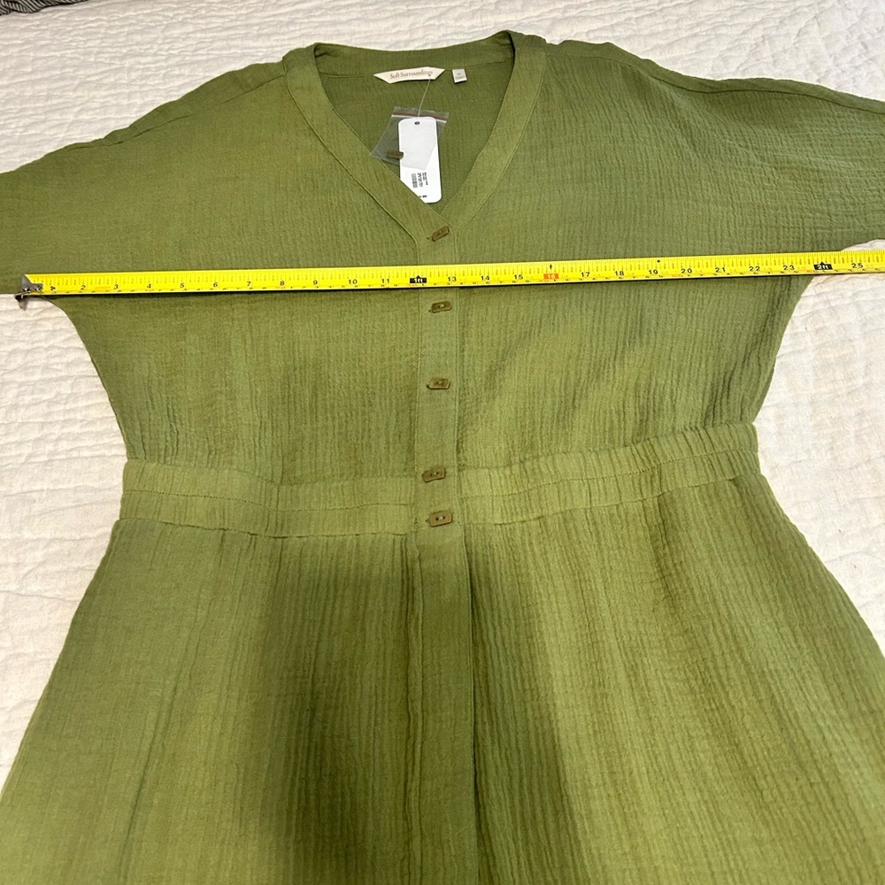 NWT SOFT SURROUNDINGS Drina Gauze Button Front Midi Dress Fern Green Sz Medium - Picture 9 of 12